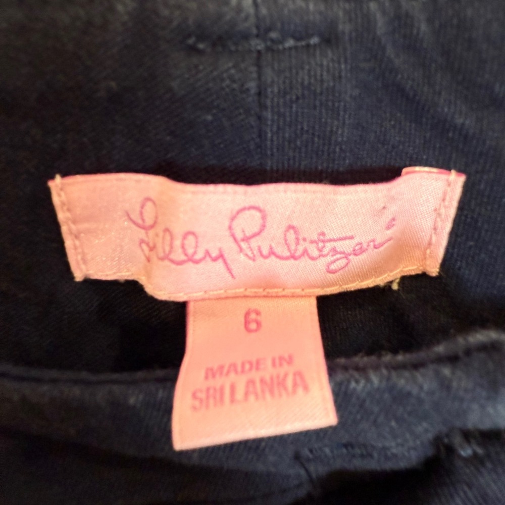 Lilly Pulitzer Womens Size 6 Navy Blue Stretch Cotton Blend Straight Leg Pants - Picture 7 of 9